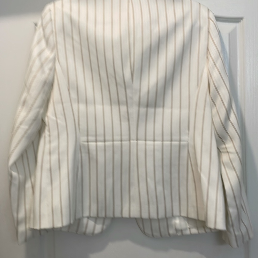 Anne Klein Blazer Jacket in Cream with Tan stripes. NWT - Picture 6 of 13